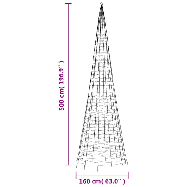 Blaue Weihnachtsbaumbeleuchtung für Fahnenmast Ghiulgen 500cm (1534 LED-Lichter)