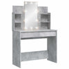 Betongrauer Schminktisch mit LED-Beleuchtung Valadea 96x40x142cm