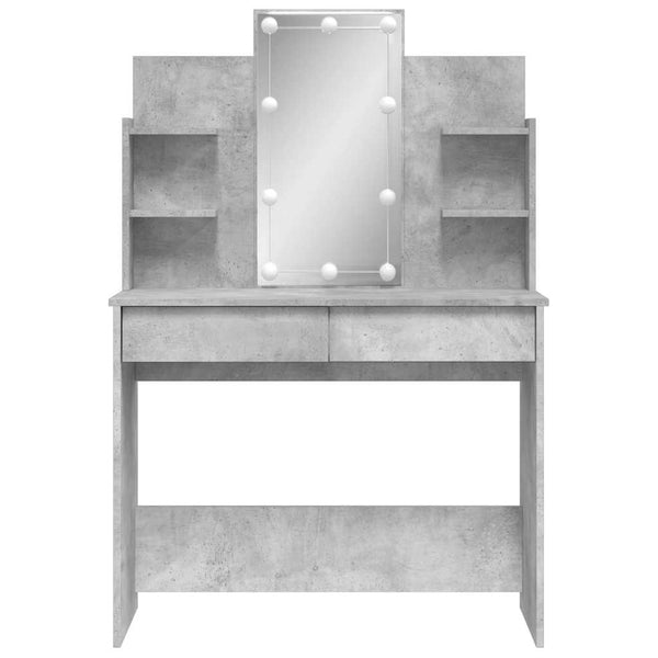 Betongrauer Schminktisch mit LED-Beleuchtung Valadea 96x40x142cm