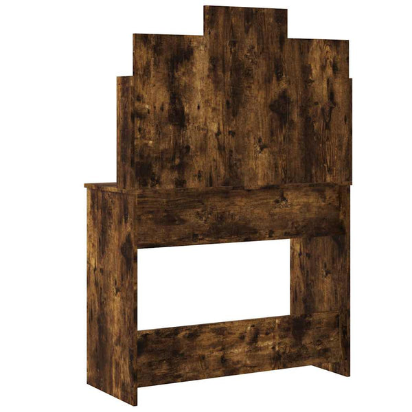 Räuchereiche Schminktisch mit LED-Beleuchtung Valadea 96x40x142cm