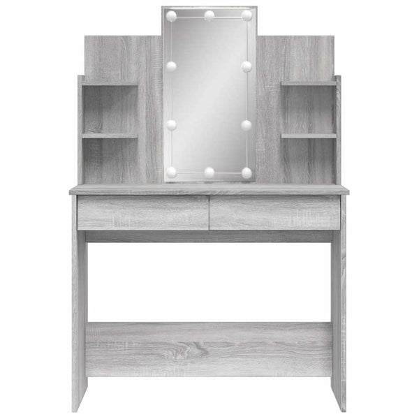 Harmaa peilipöytä led-valoilla Valadea 96x40x142cm (sonoma)