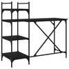 Schwarzer Computertisch mit Regalen Dior 120x47x109cm