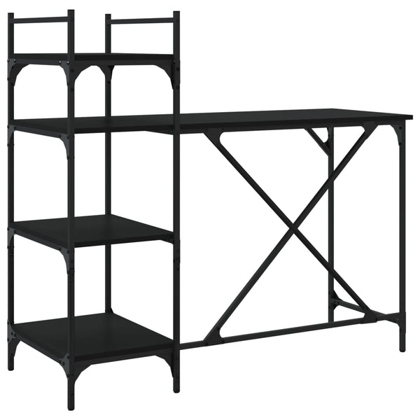 Schwarzer Computertisch mit Regalen Dior 120x47x109cm