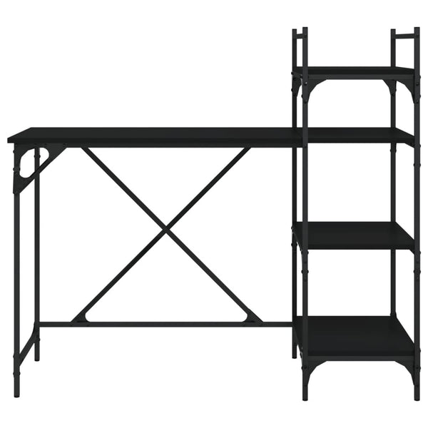 Schwarzer Computertisch mit Regalen Dior 120x47x109cm