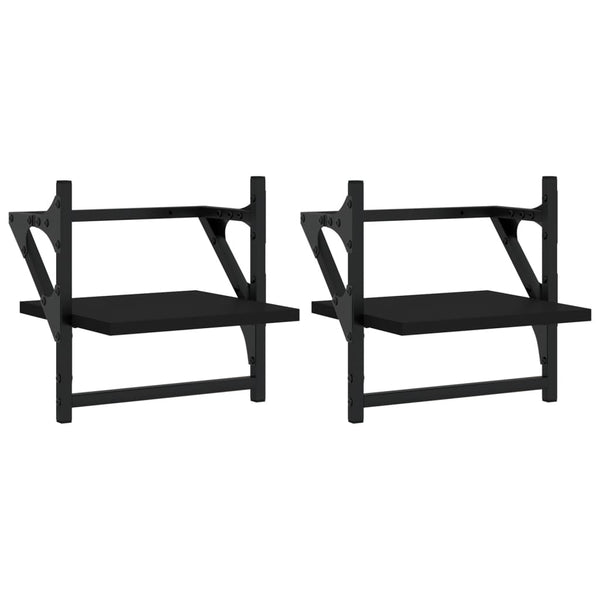 Schwarze Wandregale mit Stangen Sidon 30x25x30cm (2 St.)