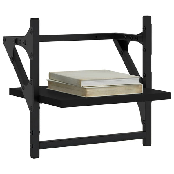 Schwarze Wandregale mit Stangen Sidon 30x25x30cm (2 St.)