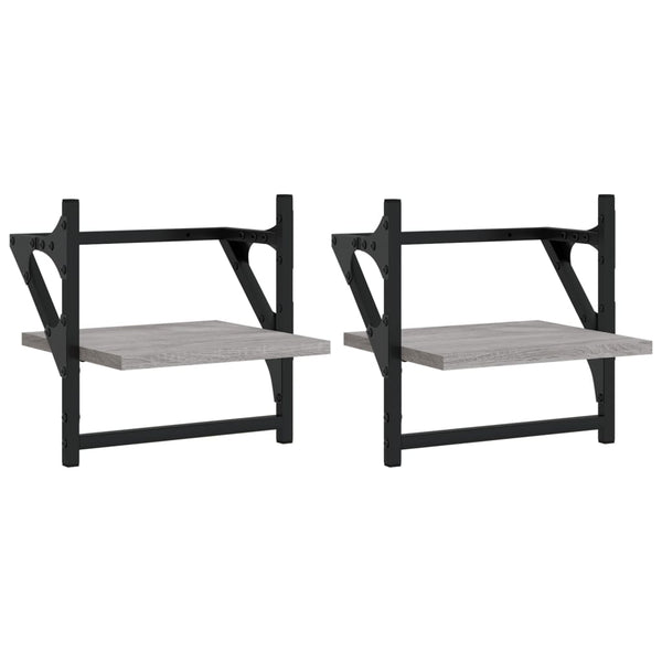 Graues Wandregal mit Stangen Sidon 30x25x30cm (2 Stk. Sonoma)