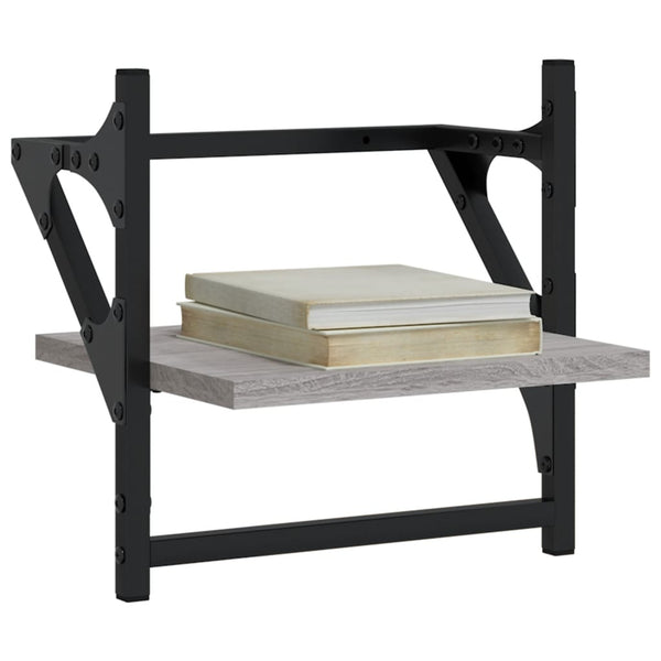 Graues Wandregal mit Stangen Sidon 30x25x30cm (2 Stk. Sonoma)