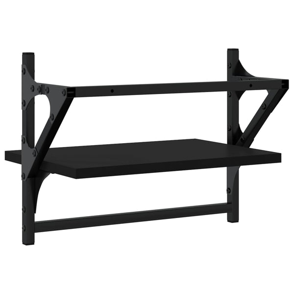 Schwarze Wandregale mit Stangen Sidon 40x25x30cm (2 Stück)