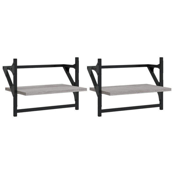 Graues Wandregal mit Stangen Sidon 40x25x30cm (2 Stk. Sonoma)