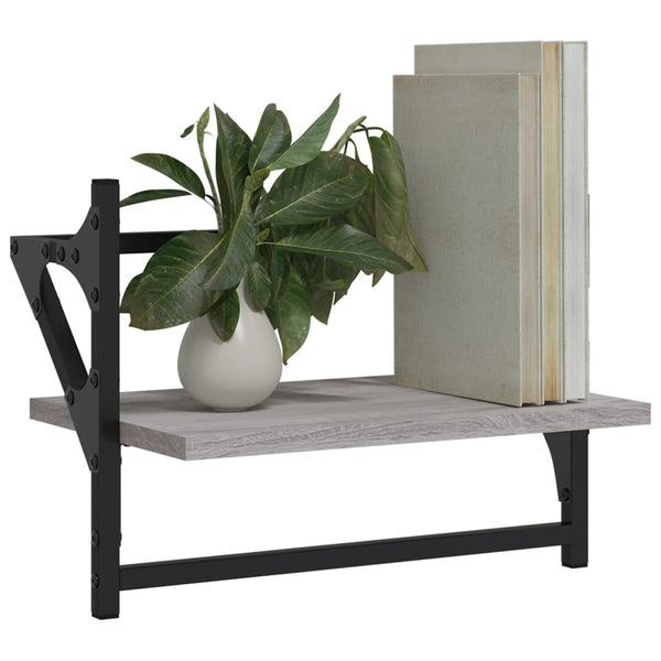 Graues Wandregal mit Stangen Sidon 40x25x30cm (2 Stk. Sonoma)