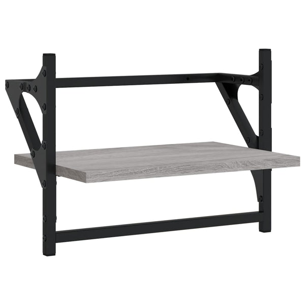 Graues Wandregal mit Stangen Sidon 40x25x30cm (2 Stk. Sonoma)
