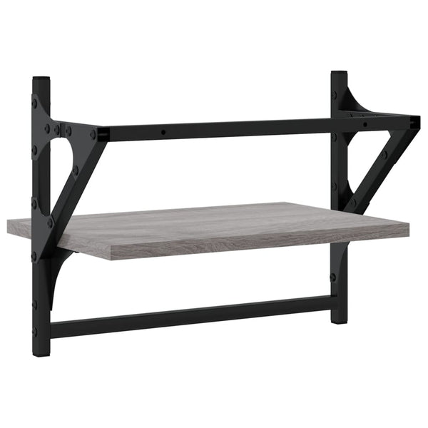 Graues Wandregal mit Stangen Sidon 40x25x30cm (2 Stk. Sonoma)