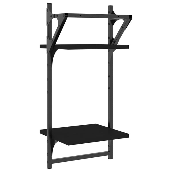 Schwarze Wandregale mit Stangen 2 Ebenen Bunescu 30x25x65cm (2 Stk.)