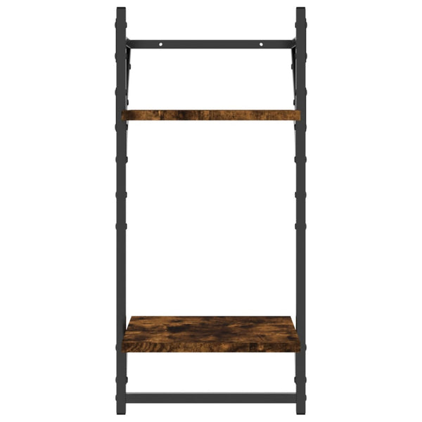 Wandregale aus geräucherter Eiche mit Stangen, 2 Ebenen, Bunescu 30x25x65cm (2 Stück)