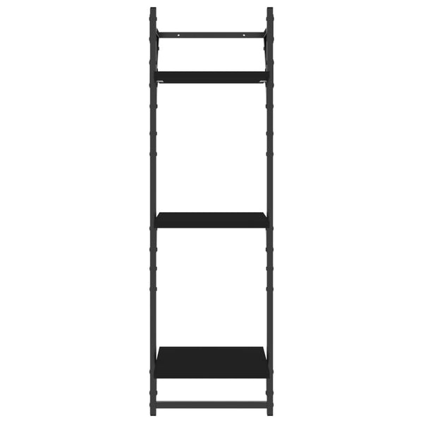 Schwarzes Wandregal mit Stangen, 3 Etagen, Bunescu 30x25x100cm (2 Stk.)