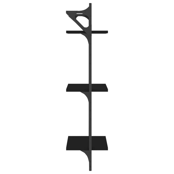 Schwarzes Wandregal mit Stangen, 3 Etagen, Bunescu 30x25x100cm (2 Stk.)