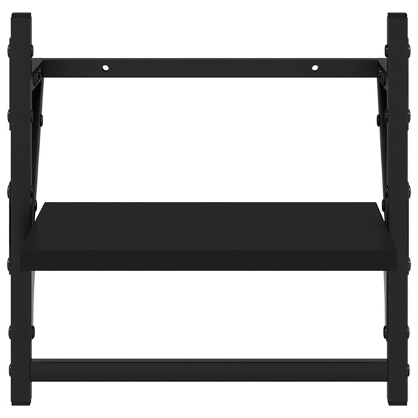 Schwarzes Wandregal-Set Artimia 4-teilig (mit Stangen, Holz)