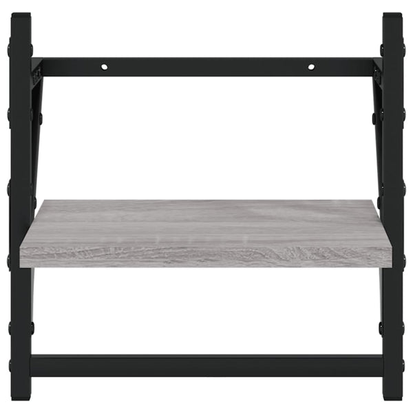 Graues Wandregal-Set mit Stangen Ioseea (6-teilig, Sonoma-Holz)