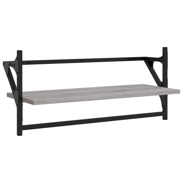 Graues Wandregal-Set mit Stangen Ioseea (6-teilig, Sonoma-Holz)