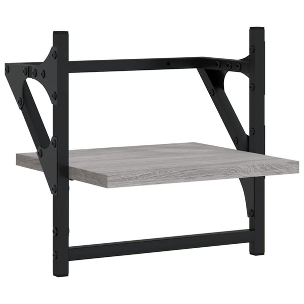 Graues Wandregal-Set mit Stangen Ioseea (6-teilig, Sonoma-Holz)