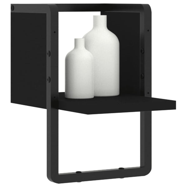 Schwarzes Wandregal mit Stange Lungulescu 20x25x30cm