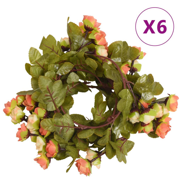 Künstliche Blumenkränze in Sonnenuntergangsrot Ujeniuc 215cm (6 Stück)