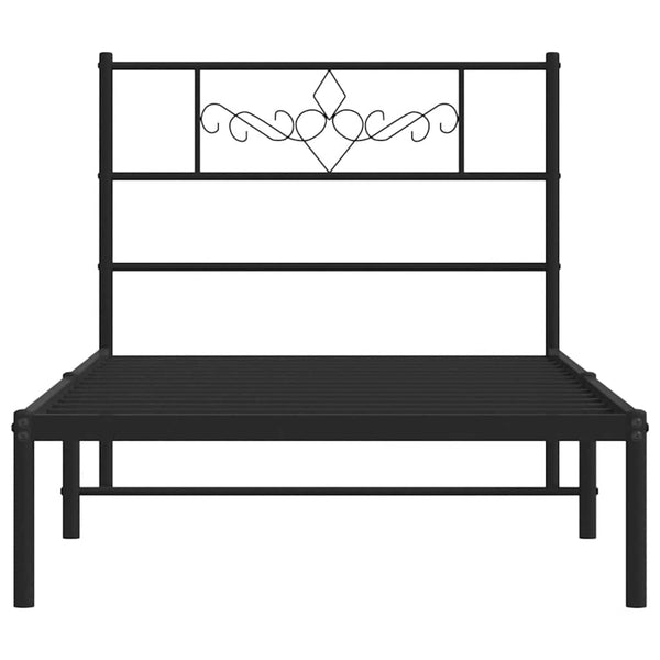 Schwarzes Metallbettgestell mit Kopfteil Gorie 100x190cm