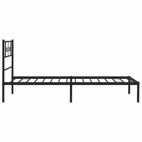 Schwarzes Metallbettgestell mit Kopfteil Gorie 100x190cm