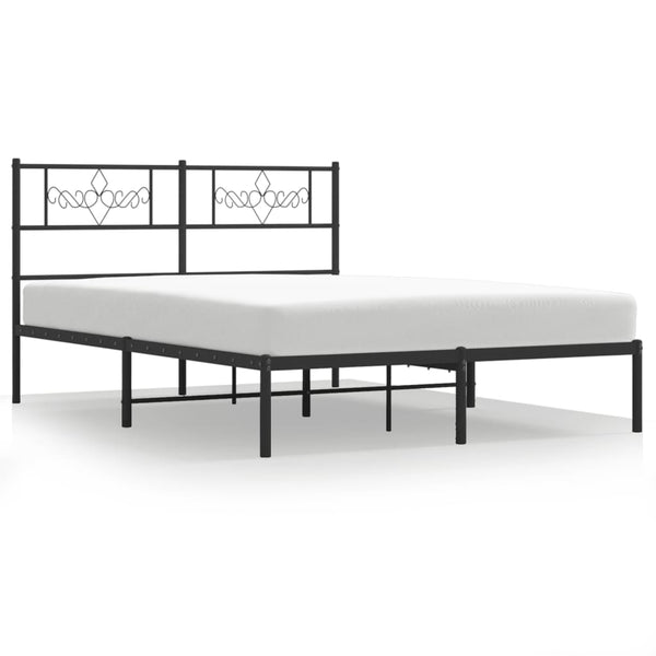 Schwarzes Metallbettgestell mit Kopfteil Gorie 120x190cm