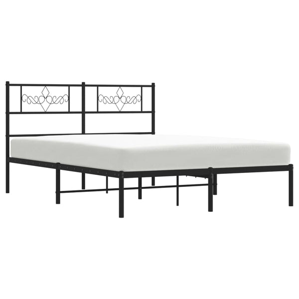 Schwarzes Metallbettgestell mit Kopfteil Gorie 120x190cm