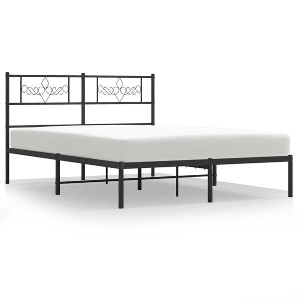 Schwarzes Metallbettgestell mit Kopfteil Gorie 120x200cm