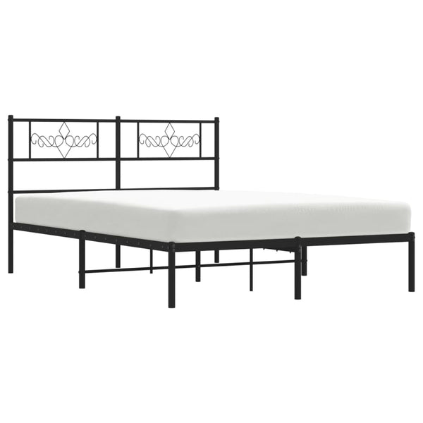 Schwarzes Metallbettgestell mit Kopfteil Gorie 120x200cm