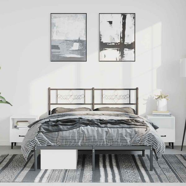 Schwarzes Metallbettgestell mit Kopfteil Gorie 135x190cm