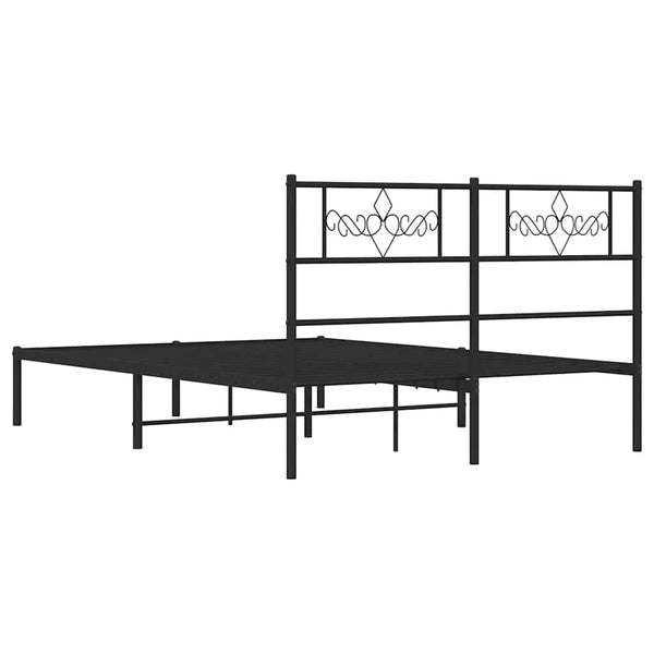 Schwarzes Metallbettgestell mit Kopfteil Gorie 135x190cm