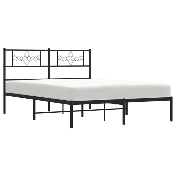 Schwarzes Metallbettgestell mit Kopfteil Gorie 140x190cm