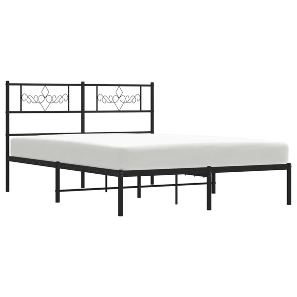 Schwarzes Metallbettgestell mit Kopfteil Gorie 140x200 cm