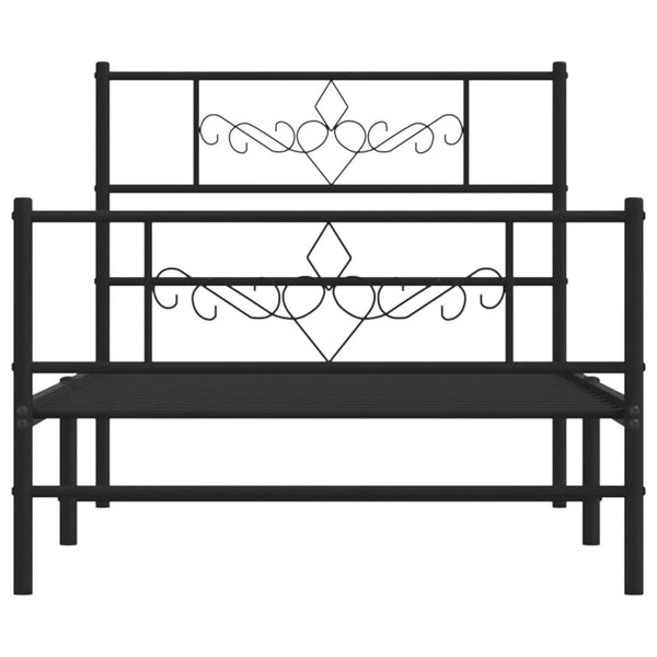 Schwarzes Metallbettgestell mit Kopfteil Gorie 75x190cm