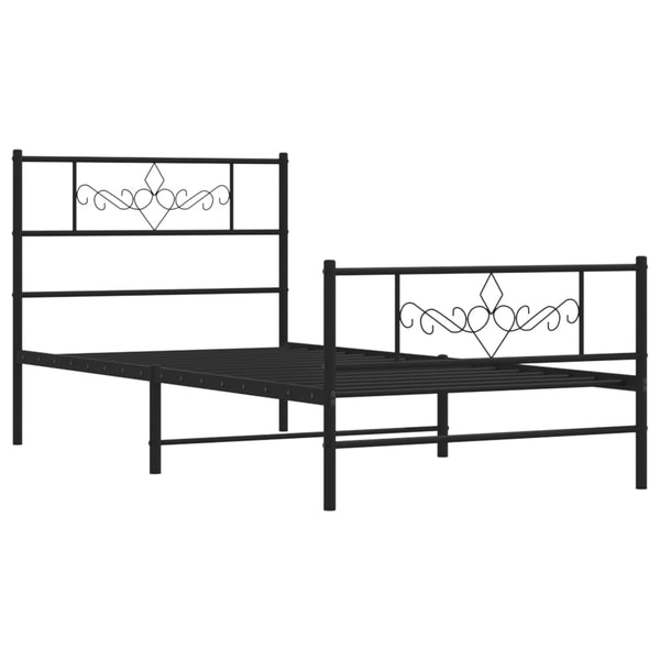 Schwarzes Metallbettgestell mit Kopfteil Gorie 80x200cm