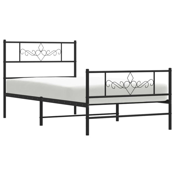 Schwarzes Metallbettgestell mit Kopfteil Gorie 80x200cm