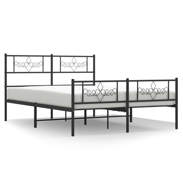 Schwarzes Metallbettgestell mit Kopfteilen Gorie 120x190cm