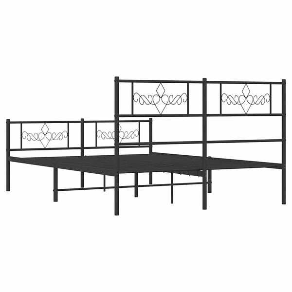 Schwarzes Metallbettgestell mit Kopfteil und Fußteil Gorie 135x190cm