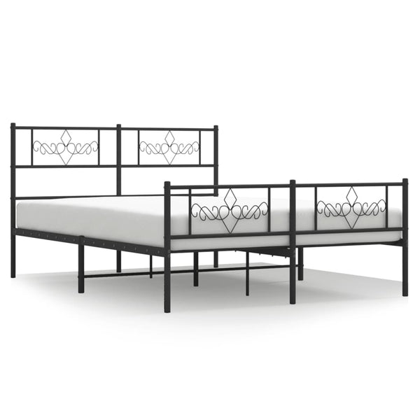 Schwarzes Metallbettgestell mit Kopfteil Gorie 140x190cm