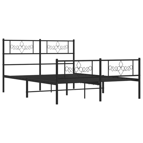 Schwarzes Metallbettgestell mit Kopfteil Gorie 140x190cm