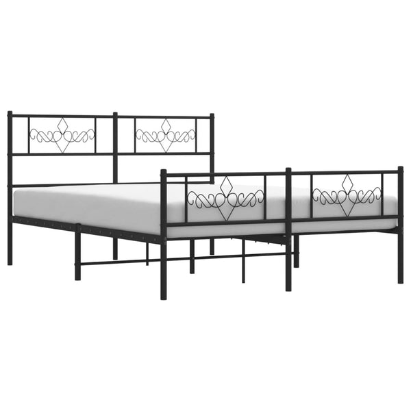 Schwarzes Metallbettgestell mit Kopfteil Gorie 140x190cm