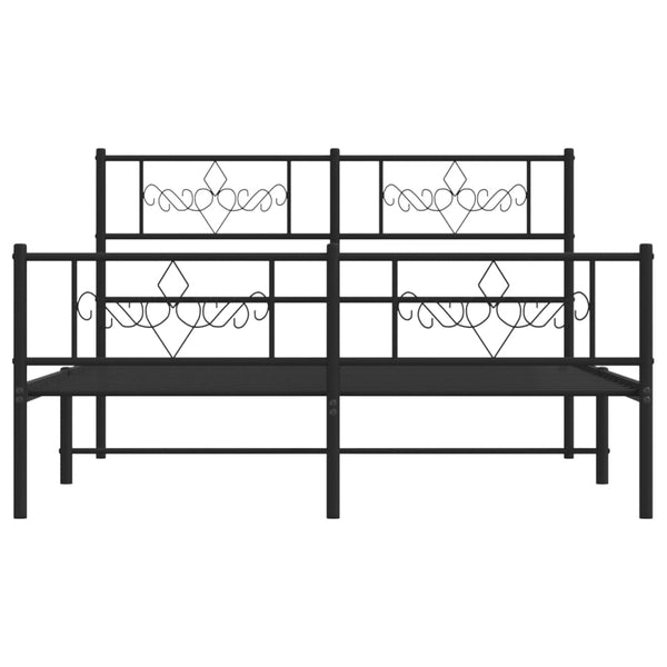 Schwarzes Metallbettgestell mit Kopfteil Gorie 140x190cm