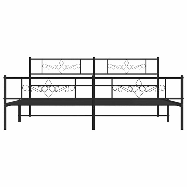 Schwarzes Metallbettgestell mit Kopfteil und Fußteil Gorie 183x213cm