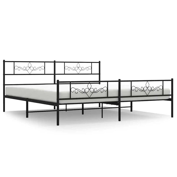 Schwarzes Metallbettgestell mit Kopfteil Gorie 193x203cm