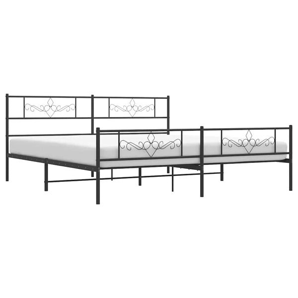 Schwarzes Metallbettgestell mit Kopfteil Gorie 193x203cm
