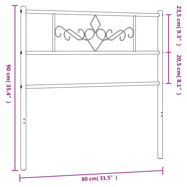 Schwarzes Metallkopfteil Landislau 75cm